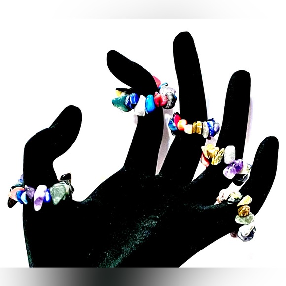 Rock Rings ☾ Agate Rings ☾ Stone Rings - Picture 3 of 7